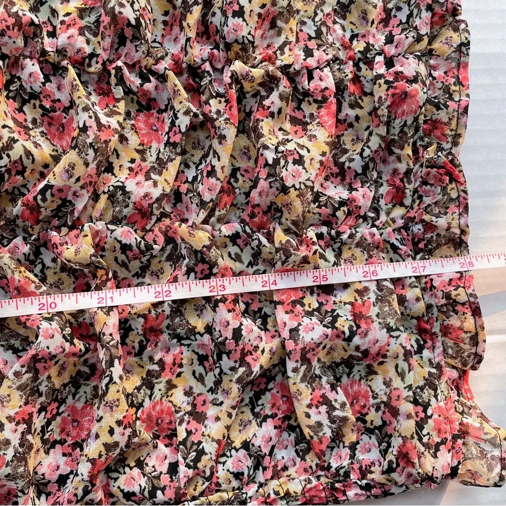 UO Iris Black Floral Sweetheart Spaghetti Strap Ruched Stretch Mini Dress - Picture 10 of 12